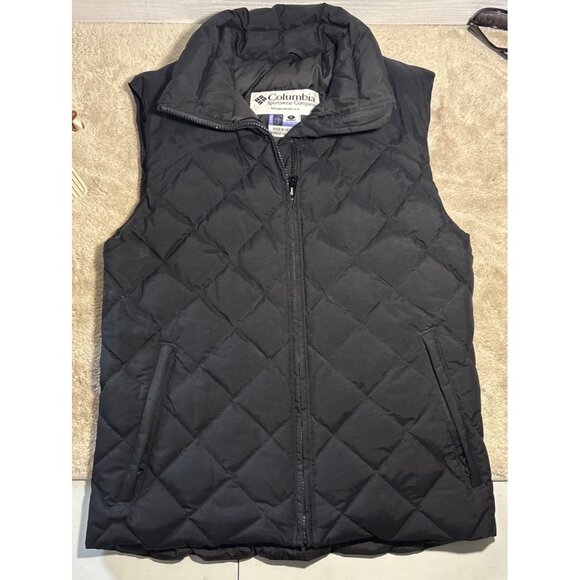 Columbia Vest Womens Black Quilted Down & Feather Insulated Size Sm Full Zip - Picture 2 of 8